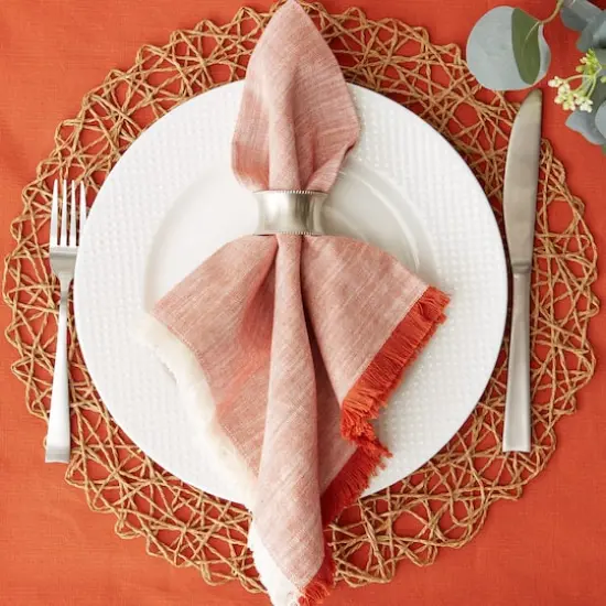 DII&reg; Burnt Orange Tonal Fringe Cloth Dinner Napkins, 6ct. {5}