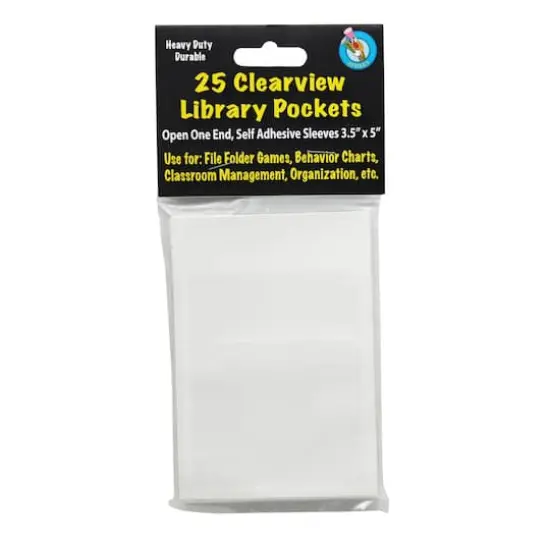 Ashley Productions® 3.5" x 5" Clear View Self-Adhesive Library Pocket, 3 Packs of 25 {3}