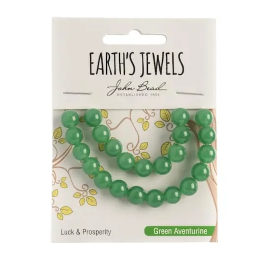 John Bead Earth's Jewels Natural Stone Round Beads, 8mm Green Aventurine {3}