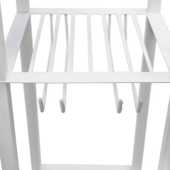 Simple Designs&trade; Floor Lamp Storage Shelf and Wine Rack with Linen Shade White {12}