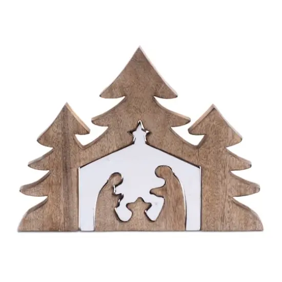 12" Brown Nesting Wood Nativity Display {1}