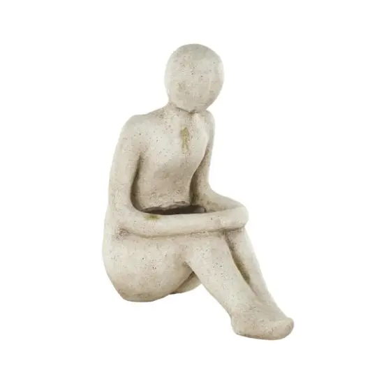 17" Cream Sitting Figure Planter {4}