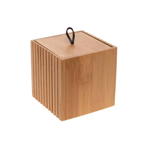 Bath Bliss Small Square Oslo Bamboo Storage Jar {1}