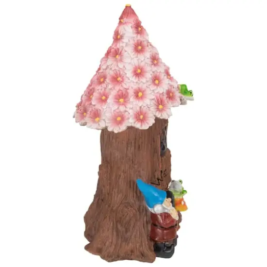 14" Solar Lighted Bless Our Home Gnome Tree House Outdoor Garden Statue {5}
