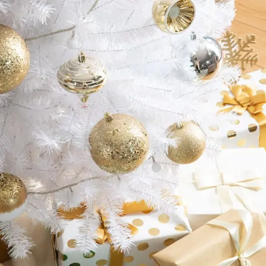 Glitzhome® 160 Pack Elegant Silver & Gold Deluxe Boxed Shatterproof Ornaments {7}