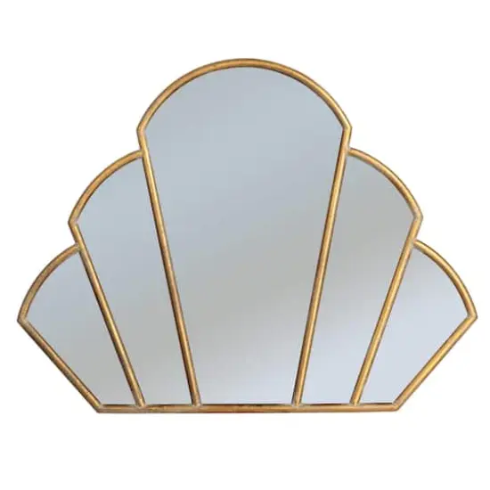 Hello Honey&reg; 33" Antique Gold Finish Modern Scallop Shaped Metal Wall Mirror {5}