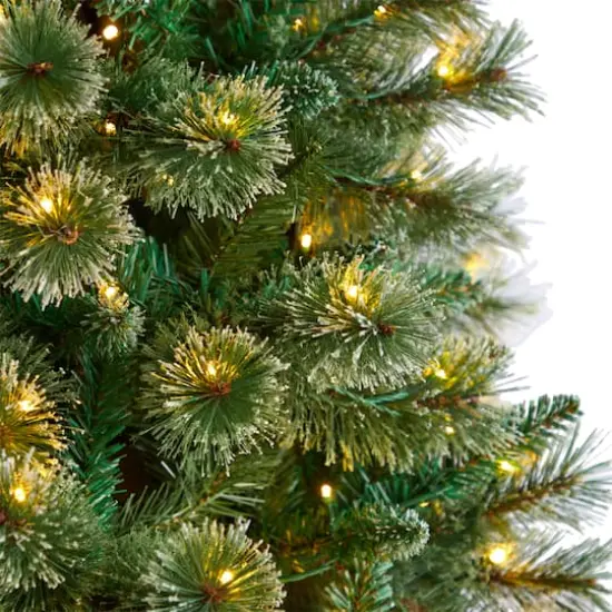 8ft. Pre-Lit Wisconsin Snow Tip Pine Artificial Christmas Tree, Clear LED Lights {5}