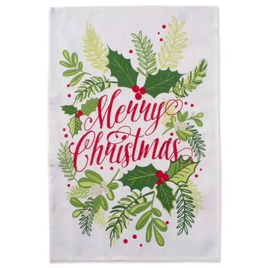 DII&reg; Red & Green Boughs Of Holly Dishtowel Set {7}