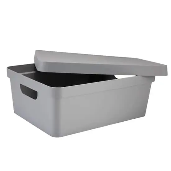 Simplify 14.5" Vinto Storage Box with Lid Gray {4}