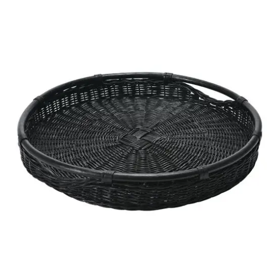 Hello Honey&reg; Black Wicker Trays with Handle Set {1}