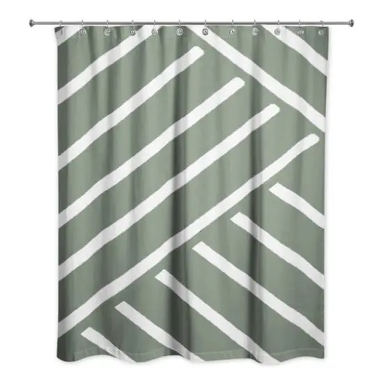 Herringbone Shower Curtain Sage {3}