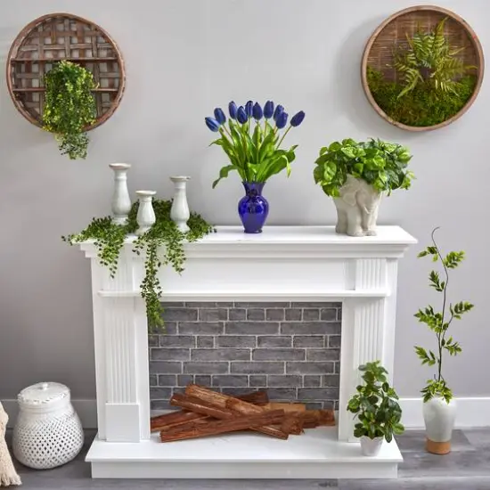 22" Blue Dutch Tulip Arrangement in Blue Vase {5}