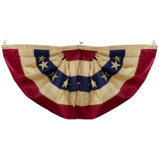 Patriotic Americana Tea-Stained Pleated Bunting Flag, 24" x 48" {1}
