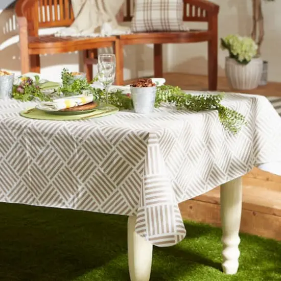 Stone Grid Vinyl Tablecloth 60" x 84" {4}