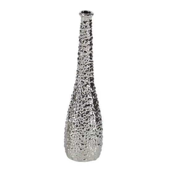 13" Silver Ceramic Glam Vase Set {3}