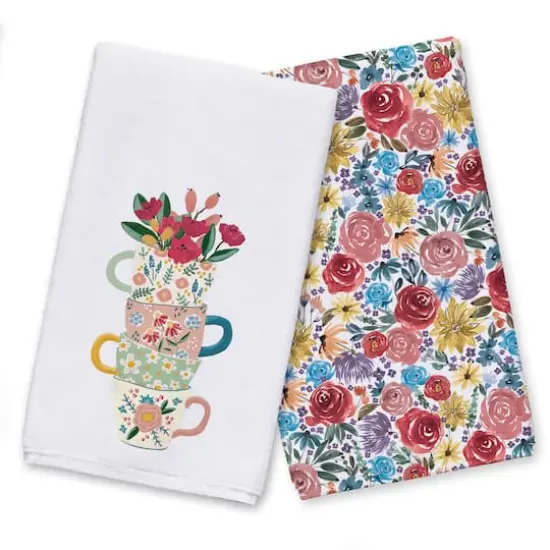 Floral Mug Stack Tea Towel Set {1}