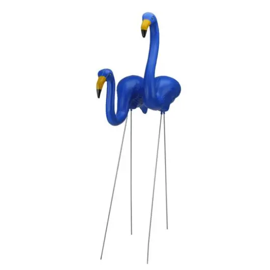 33" Blue Tropical Flamingo Outdoor Lawn Stakes Set {6}