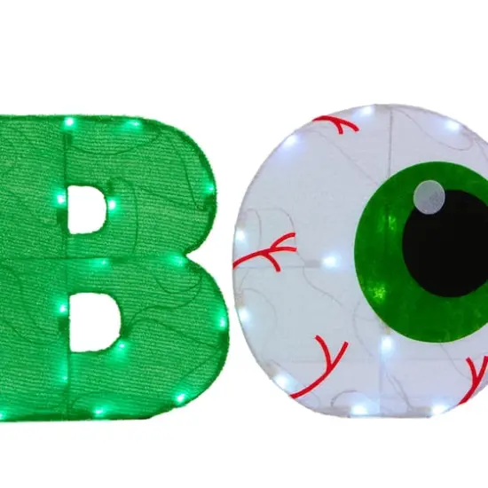 44" BOO Eyeballs Tinsel Fabric LED Porch Sign {4}