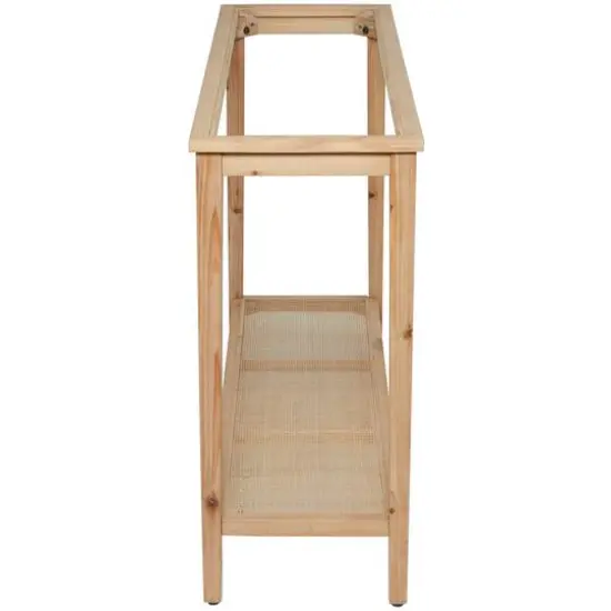 32" Natural Brown Wood Shelf Console Table {8}