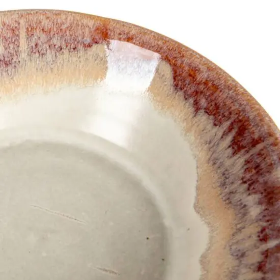 Hello Honey&reg; 5.5" Cream & Brown Stoneware Pillar Candle Holder with Handle {5}