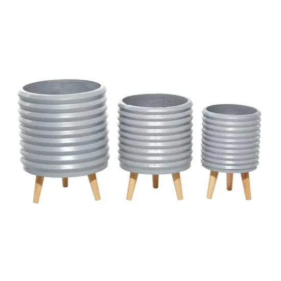 Set of 3 Grey MgO Contemporary Planter 18", 16", 14" {4}