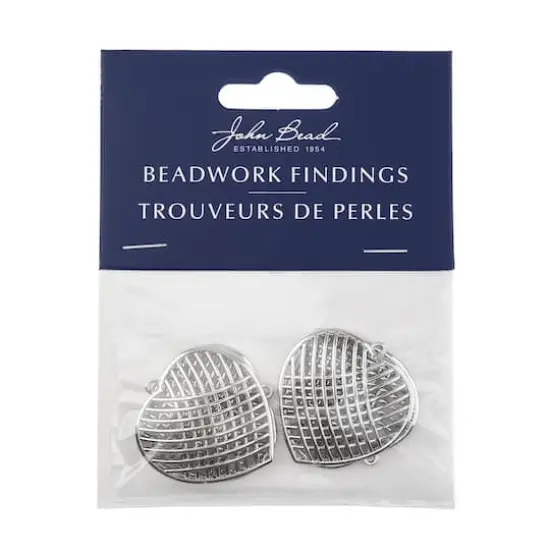 John Bead Silver Crossed Heart Pendants, 4ct. {3}