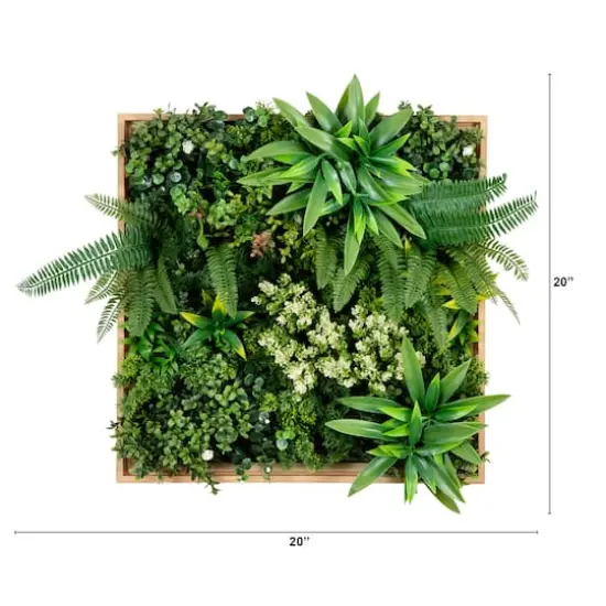 20" Framed Queensland Rainforest Artificial Living Wall Art Panel {3}