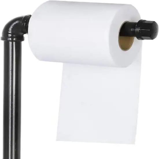 Black Free Standing Toilet Paper Holder Stand {4}