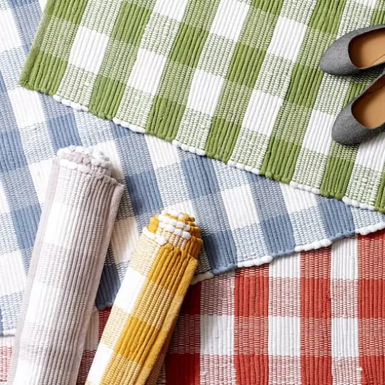 DII&reg; Buffalo Check Rag Rug, 26" x 40" Honey Gold and White {9}