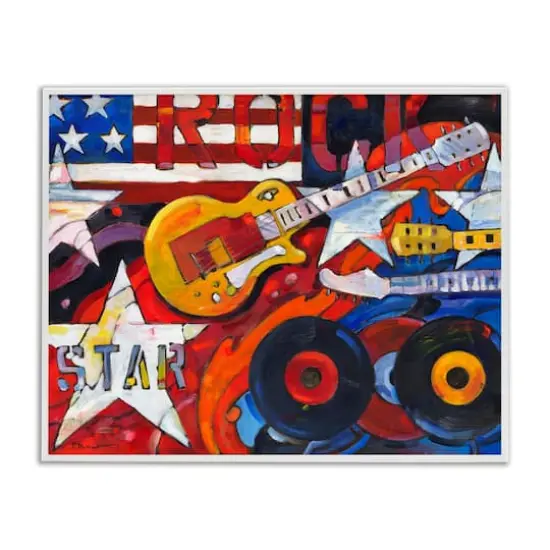 Stupell Industries Rockstar Americana Music Tribute Framed Giclee Art White {1}
