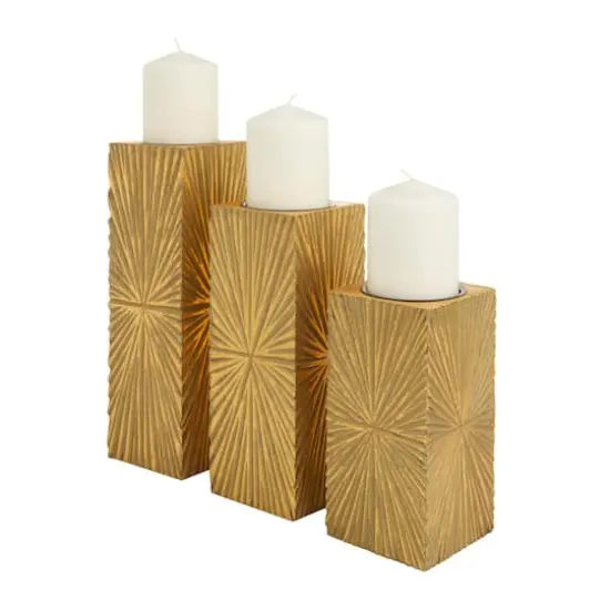 CosmoLiving by Cosmopolitan Gold MDF Contemporary Candle Holder, 12" x 10" x 8" {3}