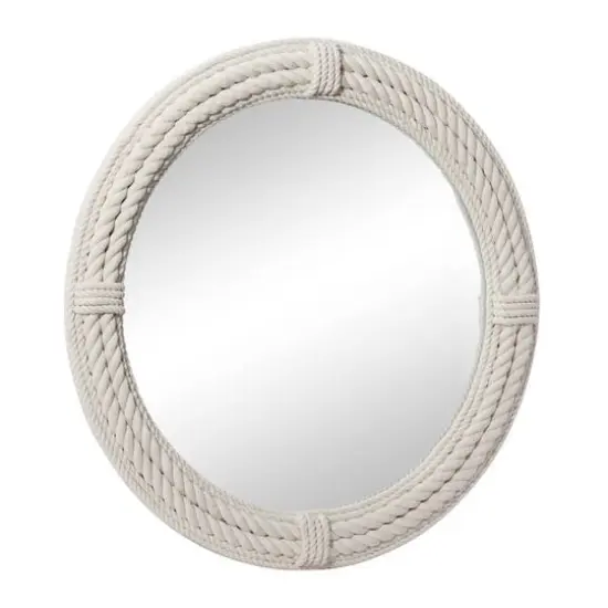 36" White Coastal Rope Wall Mirror {3}