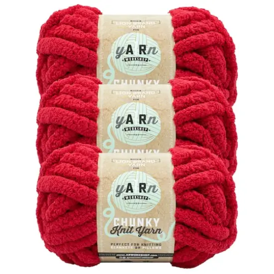 3 Pack Lion Brand&reg; Yarn Workshop Chunky Knit Yarn Crimson {1}