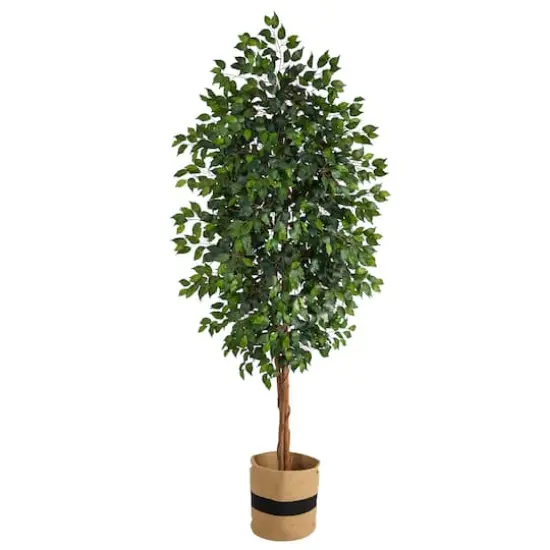 8ft. Ficus Artificial Tree in Handmade Natural Cotton Planter {1}