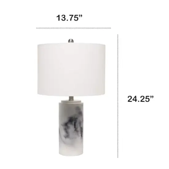 Lalia Home 24.5" White Marbleized Table Lamp with White Fabric Shade {4}