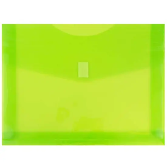 JAM Paper 9.75" x 13" Lime Green Plastic Hook & Loop Closure Envelopes, 12ct. {1}