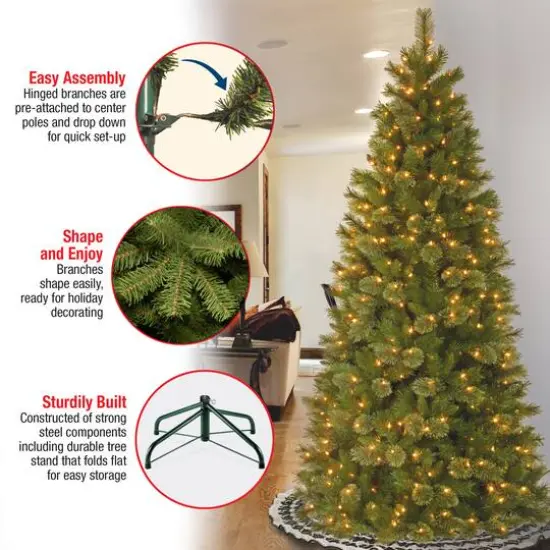 7.5 ft. Pre-Lit Tacoma Pine Slim Artificial Christmas Tree, Clear Lights {7}