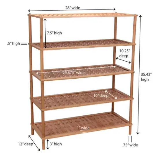 Household Essentials 5-Tier Bamboo Shoe Rack {7}