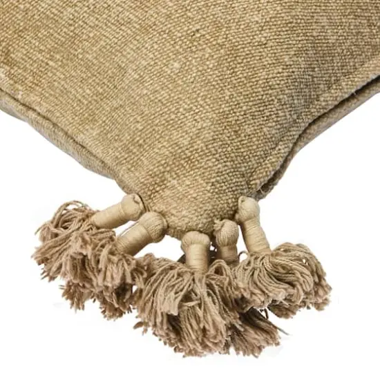 Hello Honey&reg; Tan Square Canvas Pillow Cover with Tassels {4}