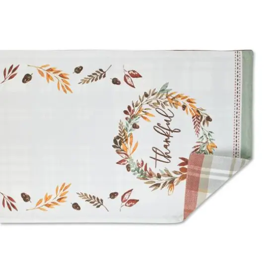DII&reg; 72" Thanksgiving Thankful Autumn, Fall Leaves, Reversible Table Runner {4}