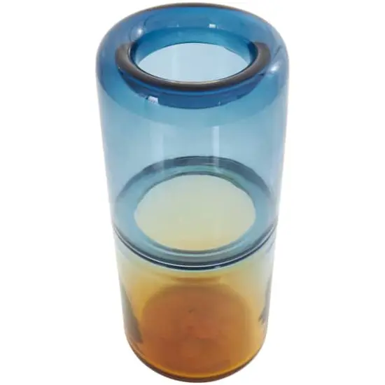 13" Blue & Yellow Ombre Glass Vase {4}