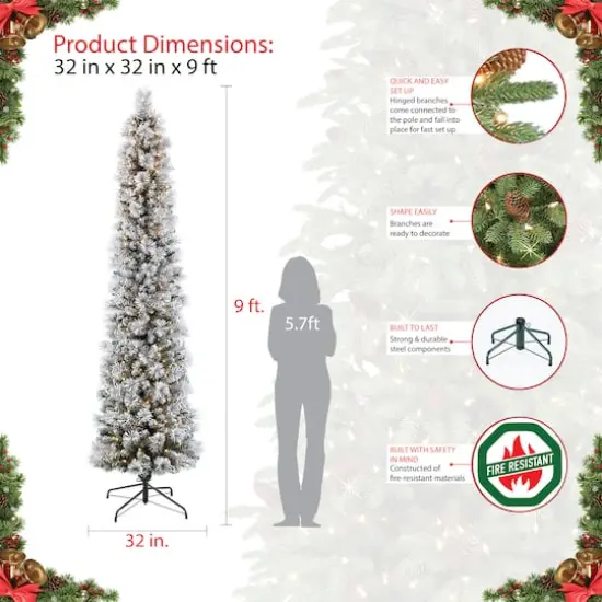 9ft. Pre-Lit Portland Pine Artificial Christmas Tree, Clear Lights {8}