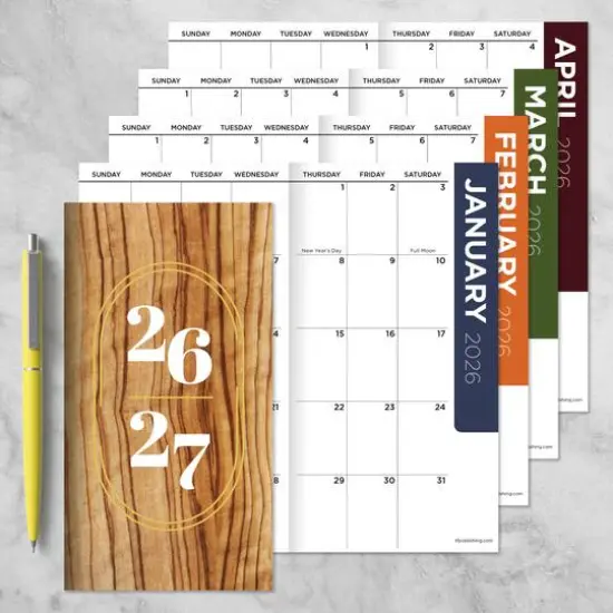 2026-2027 Classic Oak Small Monthly Pocket Planner {8}
