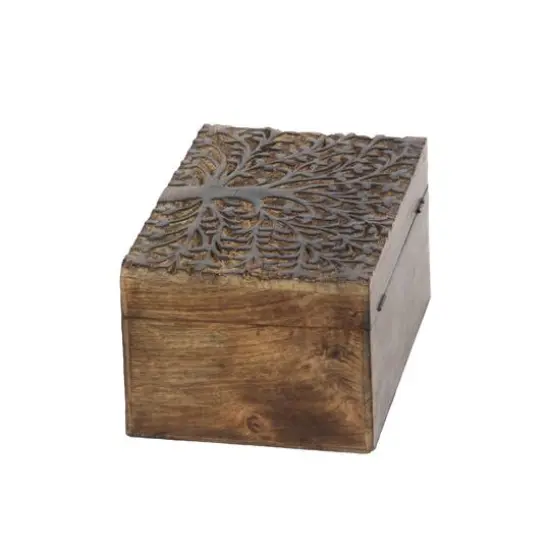 Natural Rectangular Brown Wooden Tree Decorative Box Set {4}