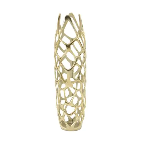 27" Gold Aluminum Contemporary Vase {3}