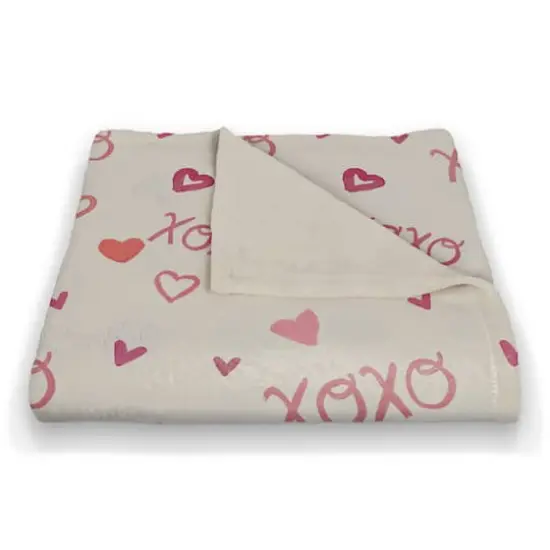 XOXO Pattern 50" x 60" Coral Fleece Blanket {3}