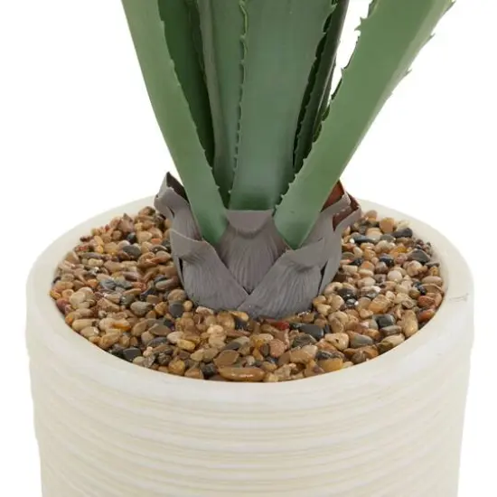 3.5ft. Potted White Plastic Contemporary Aloe Vera Artificial Foliage {4}