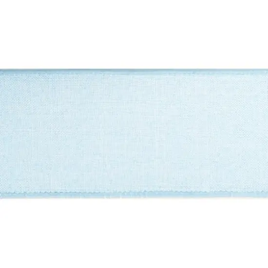 2.5" x 25ft. Faux Linen Wired Ribbon by Celebrate It&trade; D&eacute;cor Light Blue {4}