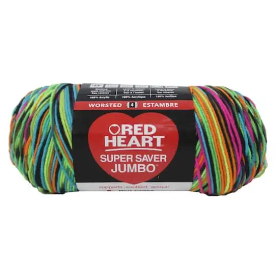 Red Heart&reg; Super Saver Jumbo Prints, Multis & Heathers Yarn Black Light {1}