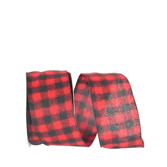 Reliant 2.5" x 10yd. Red Buffalo Plaid Wired Ribbon {1}